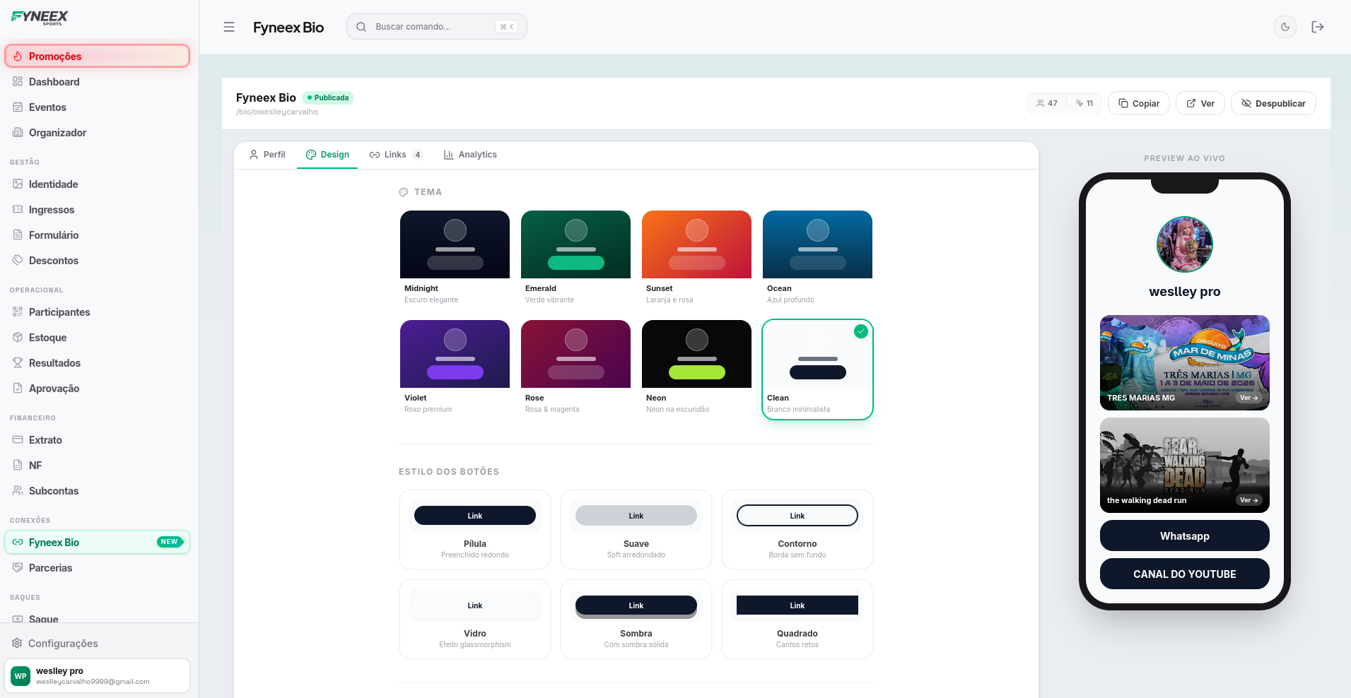 Fyneex Bio — Design: Escolha o visual